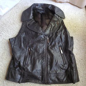 Black leather like vest